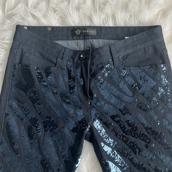 Versace Bootcut Sequin Jeans. Size 28 Dark Blue/ Navy. New w/o tags - Picture 5 of 8